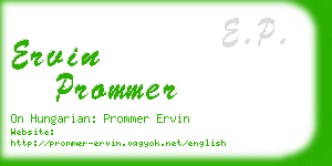 ervin prommer business card